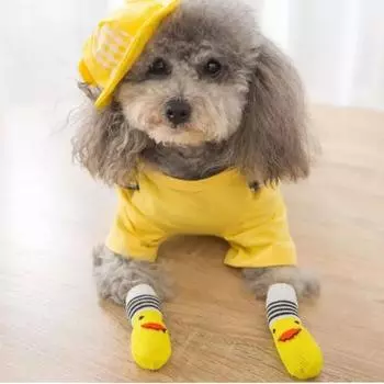 Теплые носки для маленьких кошек, вязаные носки для собак, аксессуары для домашних животных, толстые 4 шт./компл., защитные пинетки для лап, зимние нескользящие носки с бусинами S розы красного