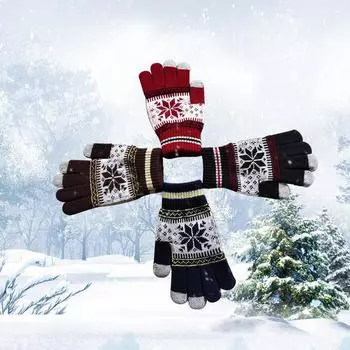 Теплые новые зимние вязаные теплые перчатки для сенсорных экранов для мужчин и женщин average size