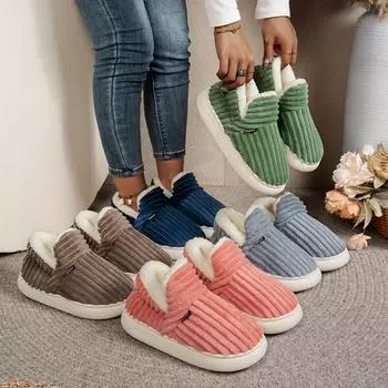 Теплые однотонные зимние тапочки, супермягкие домашние тапочки на плоской подошве, удобные и теплые плюшевые тапочки 36-37 темно-синий