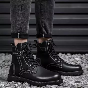 Теплые осенне-зимние мужские ботинки из натуральной кожи, зимние ботинки для мужчин, мотоботы, военные армейские тактические ботинки для мужчин 38