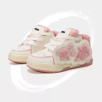 Теплые овечьи кроссовки с бархатом, новые зимние женские кроссовки с толстой подошвой и круглым носком, повседневные женские туфли 36 белый