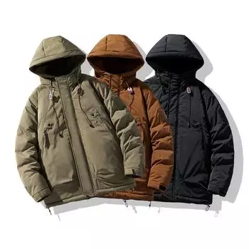 Теплые парки с капюшоном, высококачественные мужские зимние пальто свободного покроя, многокарманные куртки-карго, мужские ветровки, зимние уличные пальто XXXXXL чёрный