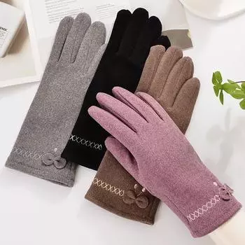 Теплые перчатки для езды на велосипеде, ветрозащитные плюс бархатные перчатки с защитой от холода, сенсорный экран для женщин One size серый