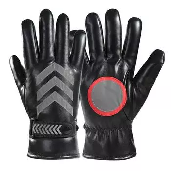 Теплые перчатки для мужской осени и зимы, плюс бархатные перчатки с отражающей полосой, патрульные плюс бархатные утолщенные дежурные командные полиуретановые перчатки
