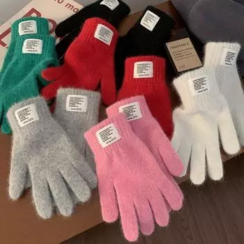 Теплые перчатки для верховой езды, однотонные перчатки для электромобилей, простые вязаные перчатки, зимние Style 4