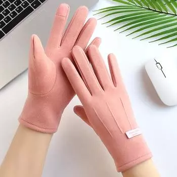 Теплые перчатки для женщин, осенние и зимние велоперчатки из бархата, утолщенные ветрозащитные перчатки для сенсорных экранов, зимние велоперчатки, защищающие от холода One Size