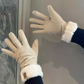 Теплые перчатки из бархата для женщин зимой, ветро- и морозостойкие для студентов, для езды на открытом воздухе, для электромобиля, с сенсорным экраном на пять пальцев one size fits all