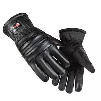 Теплые перчатки мужские бархатные утолщенные перчатки из искусственной кожи модные классические перчатки с открытой улыбкой для верховой езды на открытом воздухе ветро- и морозостойкие One size