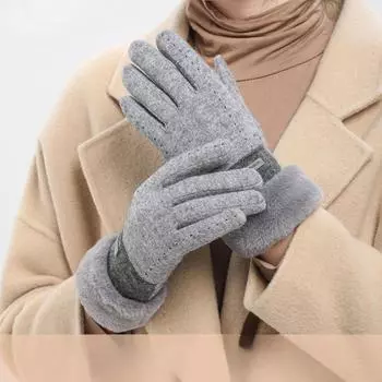 Теплые перчатки новые женские зимние бархатные могут сенсорный экран утолщенные для езды на открытом воздухе защита от холода average size чёрный