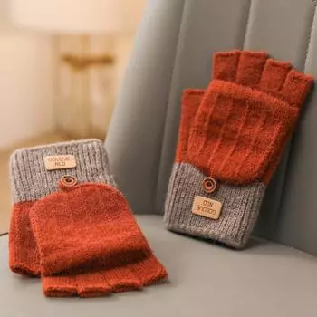 Теплые перчатки с откидным чехлом на половину пальца, флисовые, утолщенные, офисные, студенческие, для письма, для езды на велосипеде, холодные перчатки унисекс