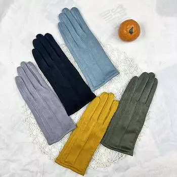 Теплые перчатки женские милые студенческие флисовые утолщенные замшевые велосипедные ветрозащитные перчатки для сенсорных экранов озеро синий