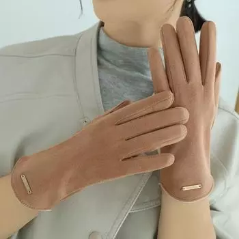 Теплые перчатки, женские немецкие бархатные для езды на велосипеде, вождения, простой спортивной езды, утолщенный сенсорный экран для сохранения тепла One Size серый