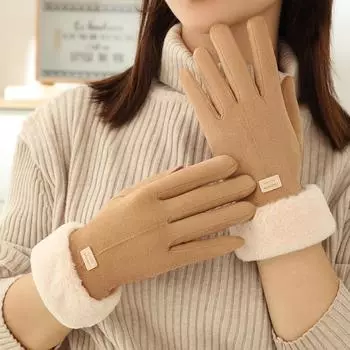 Теплые перчатки женские немецкие бархатные перчатки уличные бархатные утолщенные ветрозащитные перчатки для сенсорных экранов из оленьей кожи бархатные перчатки
