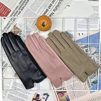 Теплые перчатки женские осенние бархатные утолщенные протеиновые кожаные перчатки для сенсорных экранов холодостойкие велосипедные эластичные хлопковые перчатки для сенсорных экранов хаки