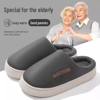 Теплые плюшевые водонепроницаемые хлопковые тапочки - мужские и женские, нескользящие, с толстой подошвой, зимняя обувь для дома и улицы 42-43