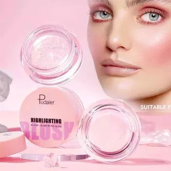Теплые пудровые румяна, прозрачный гель, меняющий цвет, блестящая пудра, румяна, крем, натуральный телесный макияж, румяна, румяна 01#CLEAR BLUSH