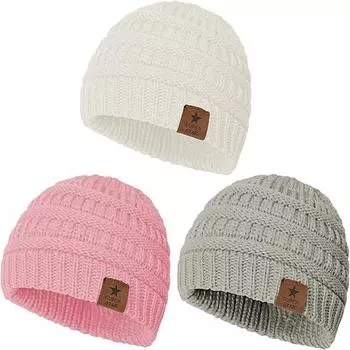 Теплые шапки для девочек, уютные вязаные детские шапочки для девочек, мягкие зимние шапки для новорожденных и малышей розовый