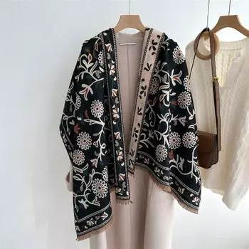 Теплые шарфы из искусственного кашемира, накидка, шали, модное толстое женское одеяло