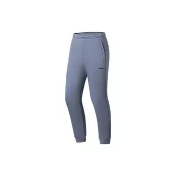 Теплые спортивные брюки Li Ning Training Series с однотонным принтом логотипа и флисовой подкладкой, мужские брюки Firestone-Blue AKLSH17-3 M