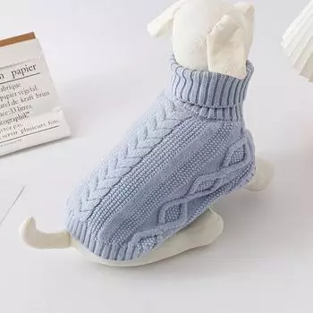 Теплые свитера для собак мелких и средних пород, кошек, зимняя вязаная водолазка, жилет для чихуахуа, мягкая куртка для йорка, плюшевая куртка XXS синий