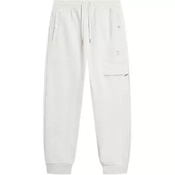 Теплые свободные повседневные брюки с флисовой подкладкой и манжетами Li Ning Wade Series, мужские брюки цвета Off-White AKLU015-5 M