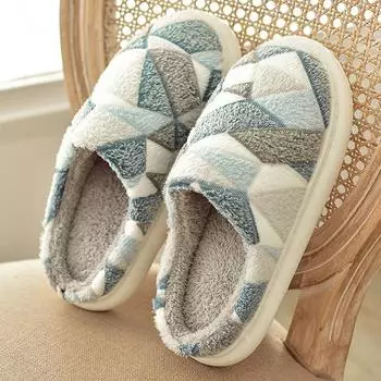 Теплые тапочки для женщин и мужчин, домашние туфли на плоской подошве, зимние теплые домашние хлопковые плюшевые замшевые мягкие тапочки для спальни 36-37 красный