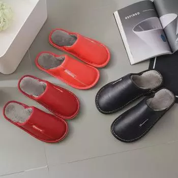 Теплые тапочки из хлопка для дома с нескользящей подошвой для мужчин и женщин - Коллекция осень/зима