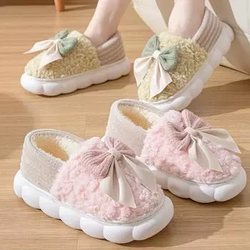 Теплые тапочки, Женский зимний комплект на каблуке, Теплые домашние тапочки, Мягкая теплая обувь 36-37 белый