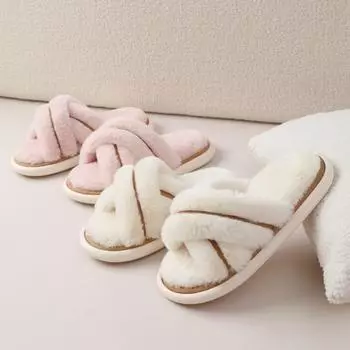 Теплые тапочки Зимние домашние тапочки для отдыха Тапочки для пар на толстой подошве 36-37 белый