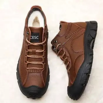 Теплые, устойчивые к холоду, на шнуровке, зимние ботинки для мужчин, высокие зимние ботинки для мужчин, распродажа, флис, походы на открытом воздухе, нескользящие, хлопковые бренды обуви, мех 39