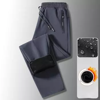 Теплые водонепроницаемые брюки для мужчин и женщин, зимние флисовые брюки Softshell для походов, кемпинга, скалолазания, катания на лыжах, походов L чёрный