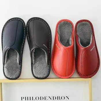 Теплые водонепроницаемые нескользящие хлопковые тапочки с плюшевой подкладкой для мужчин и женщин