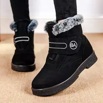 Теплые водонепроницаемые зимние сапоги из искусственной замши, женские зимние плюшевые ботильоны на платформе для женщин, легкие нескользящие ботинки на плоской подошве 36