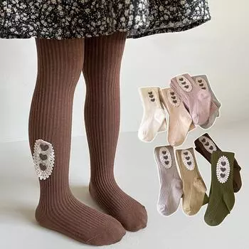 Теплые вязаные колготки для девочек, весна-осень, хлопковые детские колготки с сердечками и цветами, леггинсы для девочек, детские колготки S розовый