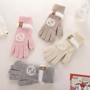 Теплые вязаные перчатки в корейском стиле для взрослых зимой, перчатки для сенсорных экранов, модные и универсальные, длинные перчатки с винтами в корейском стиле One size