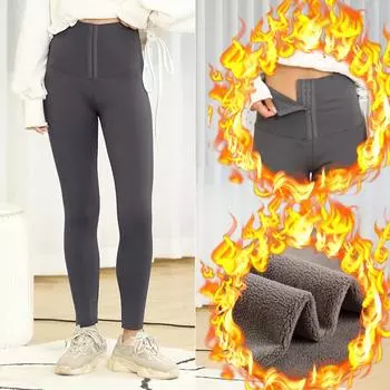 Теплые женские леггинсы, зимние эластичные леггинсы с высокой талией для фитнеса и спорта с пуш-апом, компрессионные эластичные леггинсы для тренажерного зала