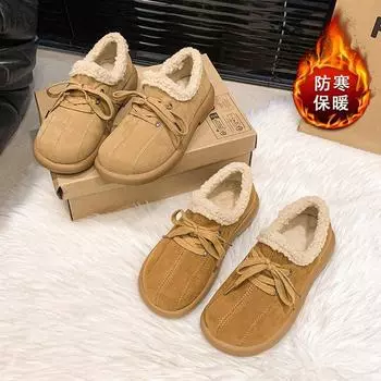 Теплые женские туфли-одиночки в стиле ретро на шнуровке осень-зима 2024 года на платформе с мягкой подошвой Doudou, антибархатные, Mori, повседневные, уродливые 35 хаки