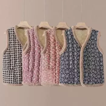 Теплые жилеты на бархатной подкладке для женщин среднего и пожилого возраста — идеально подходят для осени и зимы 2XL for 105-120 lbs синий