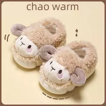 Теплые зимние бархатные нескользящие хлопковые тапочки для младенцев и малышей (1-3 года) Size 24/25 небесно-голубой