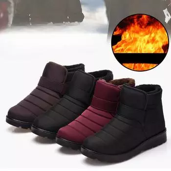 Теплые зимние ботинки для мужчин и женщин, для пар, плюшевые шерстяные водонепроницаемые хлопковые ботинки, средние водонепроницаемые теплые ботинки для женщин 35