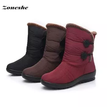 Теплые зимние ботинки Модная женская обувь Нескользящие зимние ботинки Водонепроницаемые женские ботинки Короткие длинные меховые ботильоны 35 чёрный