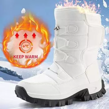 Теплые зимние ботинки на меху 2024 года — толстые, с высоким голенищем для экстремально холодных условий, идеально подходят для пар 41 чёрный