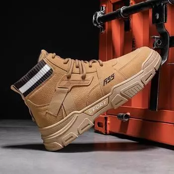 Теплые зимние ботинки по щиколотку, мужская повседневная обувь, на шнуровке, осенние войлочные водонепроницаемые рабочие мужские ботинки 39 хаки