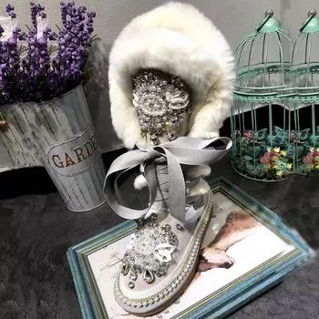 Теплые зимние ботинки, женские ботильоны из натурального меха со стразами, женская зимняя обувь из натуральной кожи Botines Mujer, женская обувь Botas 36 бежевый