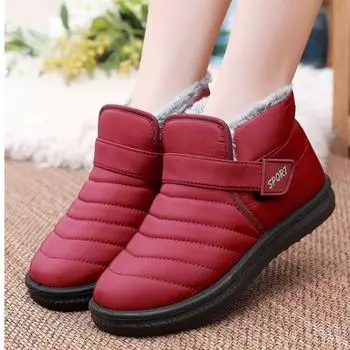 Теплые зимние ботинки женские хлопковые ботинки теплые ботильоны 35 красный