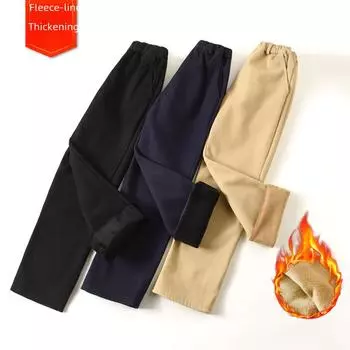 Теплые зимние брюки цвета хаки для школьной формы для мальчиков и девочек - темно-синие 140cm жёлтый/хаки
