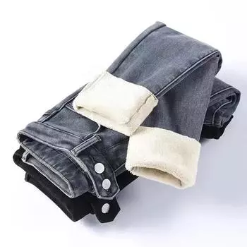 Теплые зимние джинсовые брюки плюс бархатные утепленные женские джинсы скинни с высокой талией, винтажные тонкие эластичные джинсы большого размера 25