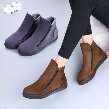 Теплые зимние хлопковые сапоги для женщин - Нескользящие короткие сапоги - Повседневные универсальные - Плюс бархатная подкладка - Распродажа 35 зелёный