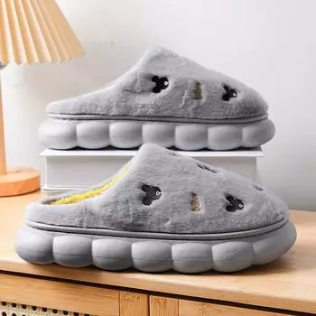 Теплые зимние хлопковые тапочки для мужчин Домашние домашние хлопковые тапочки 40-41 серый