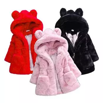 Теплые зимние пальто, толстые, для маленьких девочек, модная детская одежда для девочек, куртка с капюшоном из искусственного меха, пальто больших размеров 140 белый